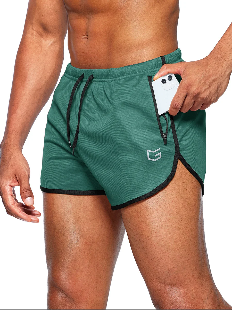 

radual Men's 3'' Runnin ym Sorts Atletic Liner 2 Zipper Pockets Quick Dry