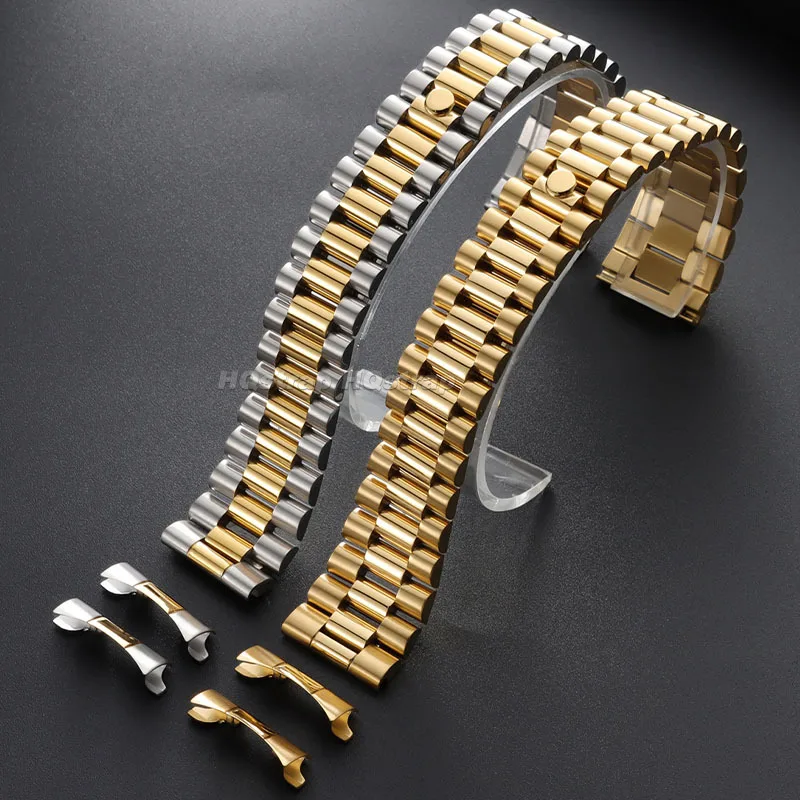 Фото Ремешок для часов из нержавеющей стали 304, 20 мм, 21 мм, 22 мм, для Rolex, металлический ремешок DATEJUST, браслет с изогнутым концом, браслет со складной пряжкой №2