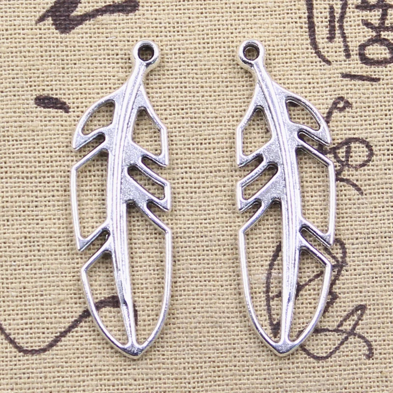 10 шт. Подвески с полыми листьями из перьев 49x15 мм, антикварная искусственная рукоделие, фурнитура для изготовления тибетских ювелирных изделий ручной работы