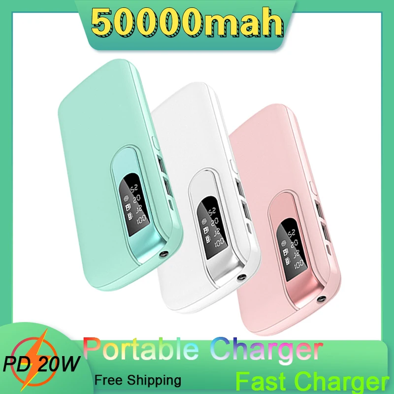 

Sale Power Bank 50000mAh Portable Charger LED Display 2USB Fast Charging External Battery Poverbank for Xiaomi IPhone Samsung