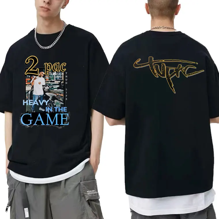 

Hip-Hop Rapper Tupac 2Pac Shakur Heavy In The Came Print Tshirt Summer Men's Vintage T-shirts Men Women Fashion Cotton Tee Shirt