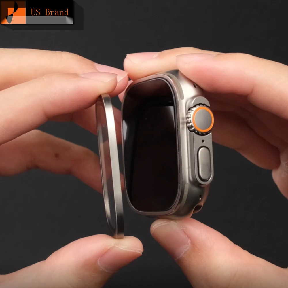 

Tempered Glass+cover For Apple Watch ultra 49mm titanium metal bumper Screen Protector Case for iWatch series 8 49 mm