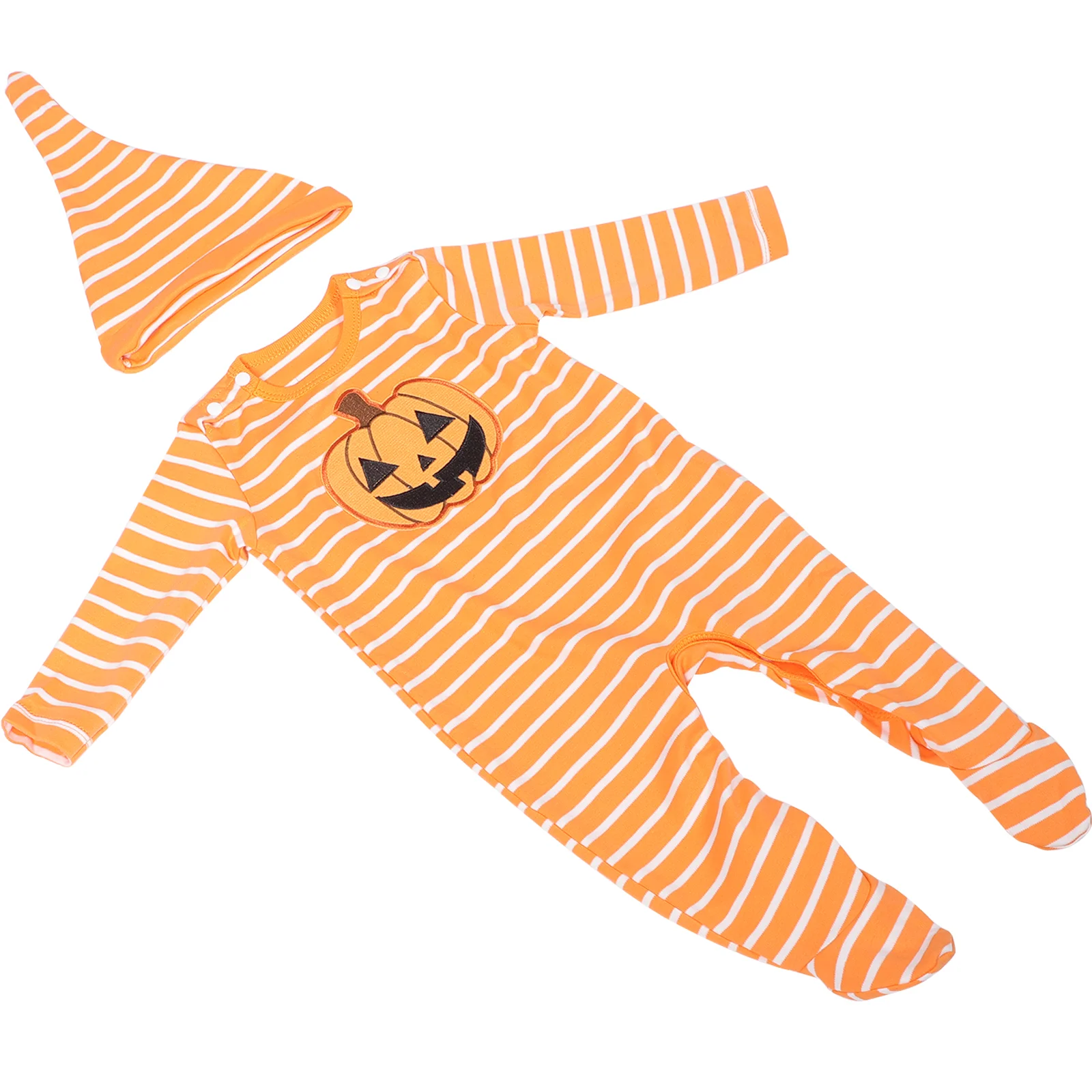 

1 Set Newborn Halloween Costumes Pumpkin Romper Bodysuit with Hat Baby Halloween Outfit