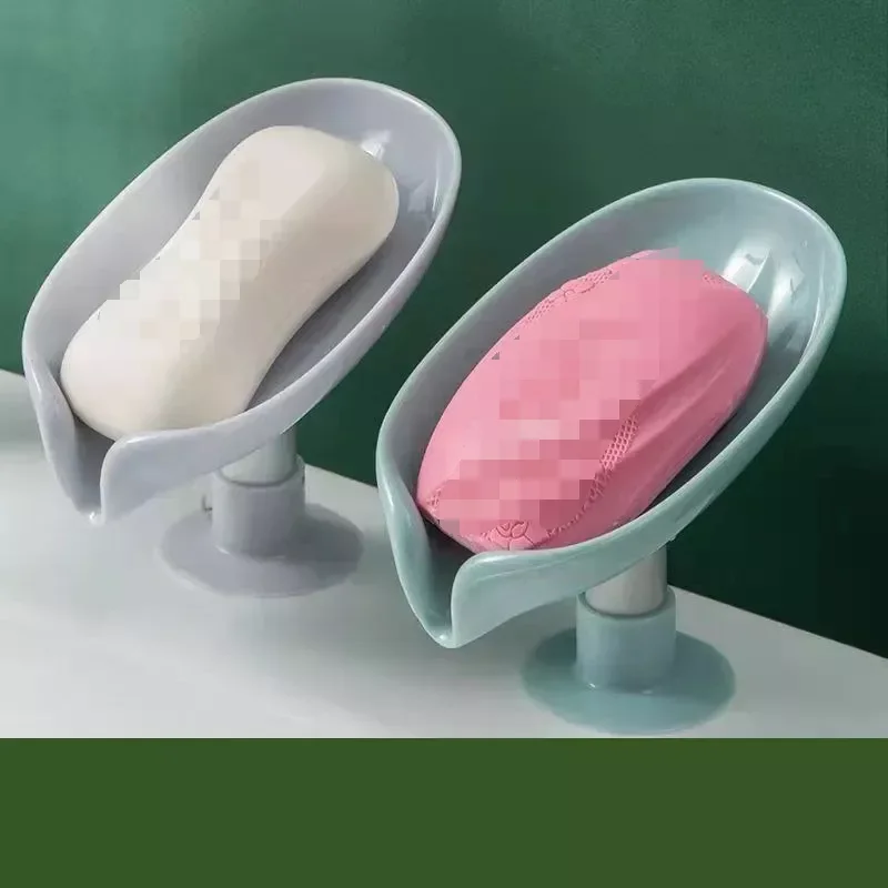 

1PCS Creative Sucker Soap Holder Leaf Shape Soap Box Drain Punch-free Soap Box Bathroom Shower Sponge Storage Tray Bathroom