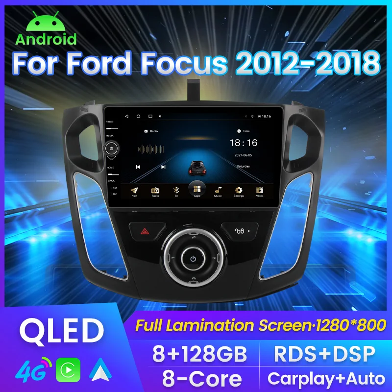 

Автомобильный радиоприемник QLED Android с экраном для Ford Focus 3 2012-2015 GPS-навигация стерео IPS экран мультимедийный видеоплеер 2din DVD