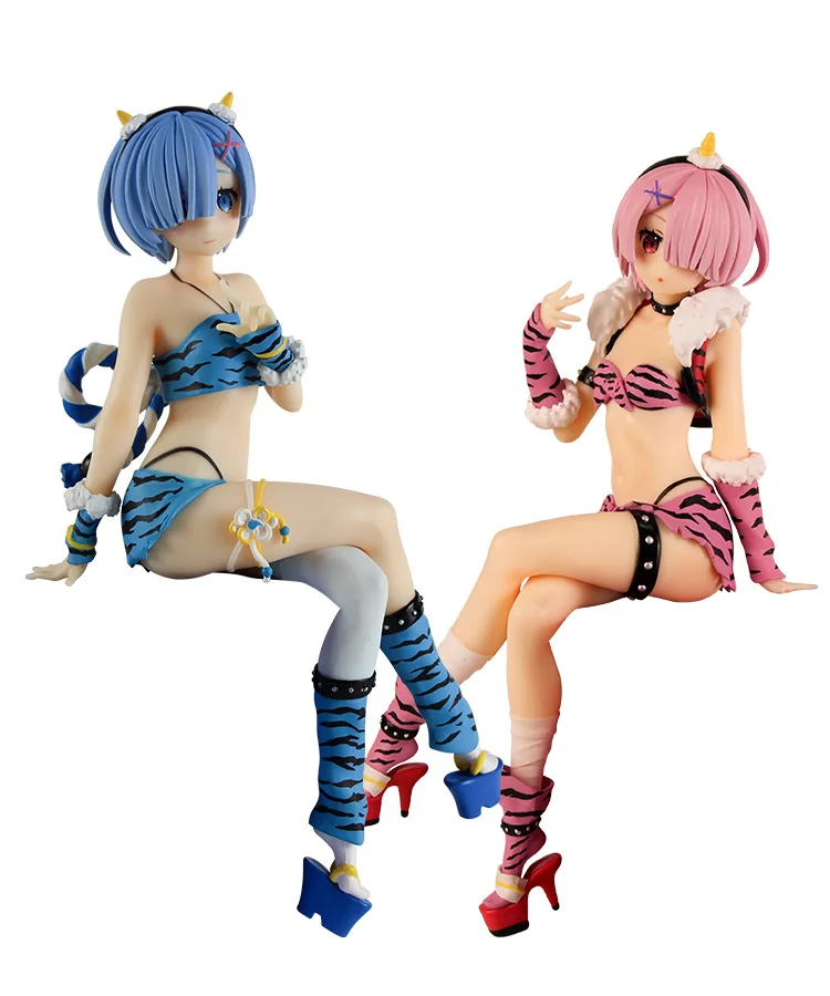 

20CM Anime Figure Re:Life In A Different World From Zero Rem Ram Leopard Bikini sexy Girl PVC Action Collection Model gifts
