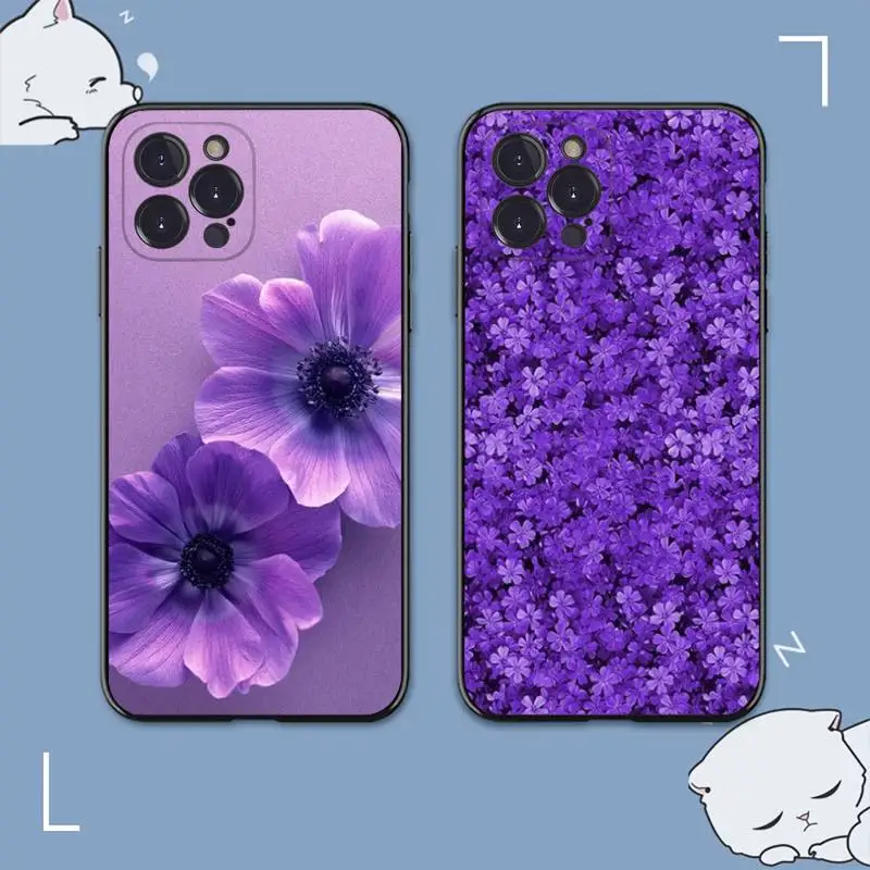 

Purple flower Phone Case For iPhone 8 7 6 6S Plus X SE 2020 XR XS 14 11 12 13 Mini Pro Max Mobile Case