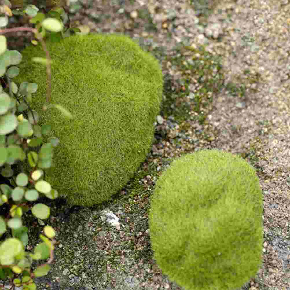 

5 Pcs Bonsai Mossy Stone Decor Artificial Flocking Faux Rock Green Stones Rocks DIY Garden Layout Prop Office Decore