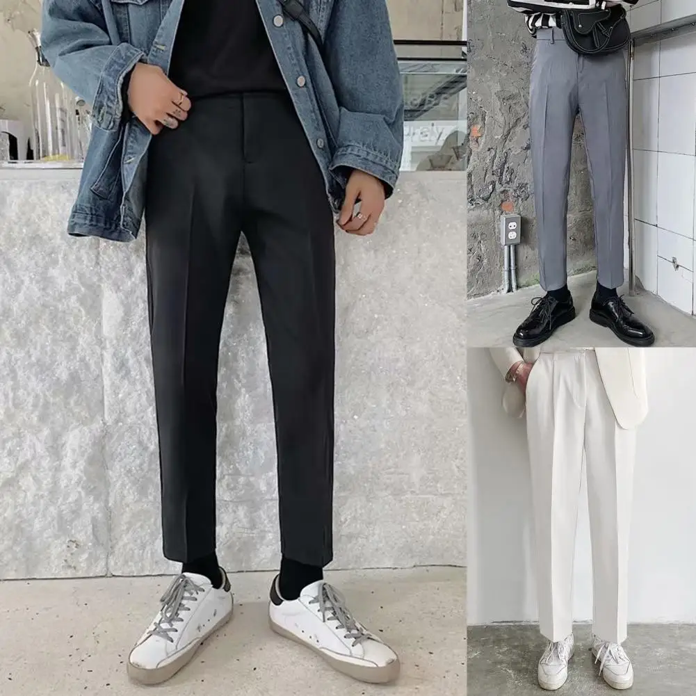 

Dress Pants Fashion Suit Trousers Men Breathable Simple Solid Color Suit Trousers Slacks