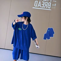 kids outfits for boy clothes set summer casual sport two piece teenage blue t shirt tops shorts suits 12 years children clothing