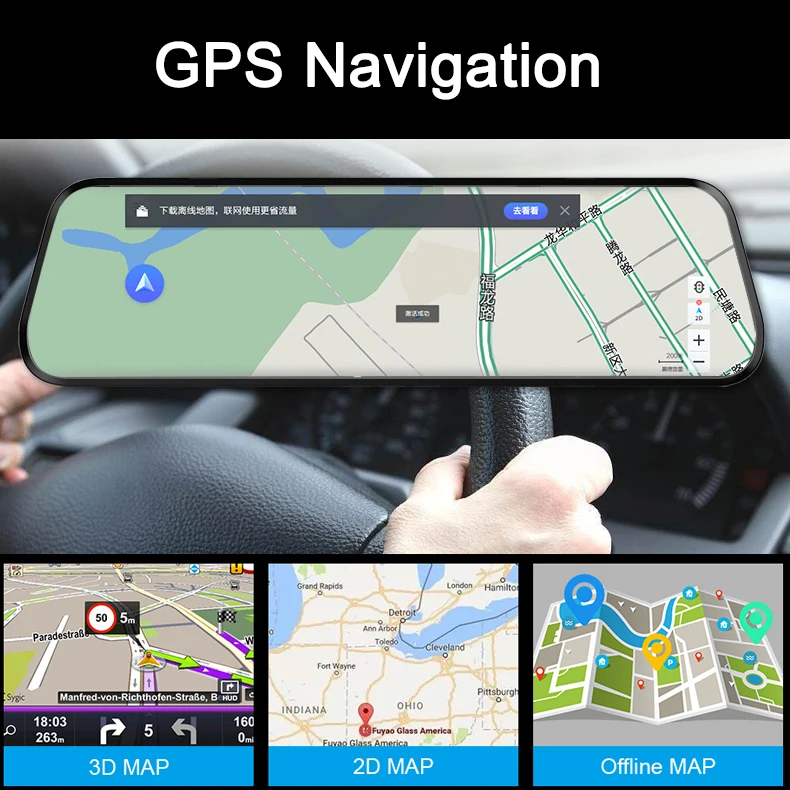 Автомобильный видеорегистратор A980S 4G Android ADAS камера заднего вида 6 м/10 м