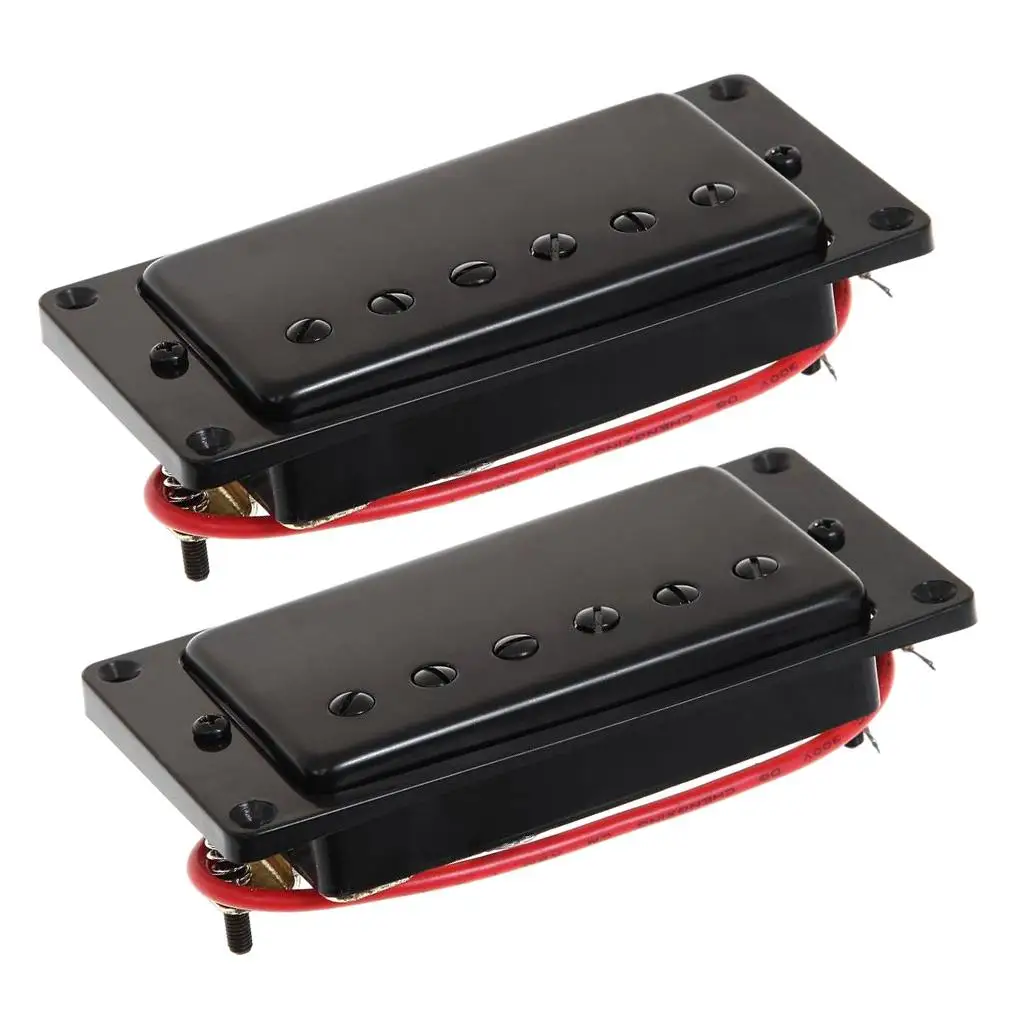 

2 Pieces Neck+Bridge Double Coil Pickups for Guitar Replacements - Black