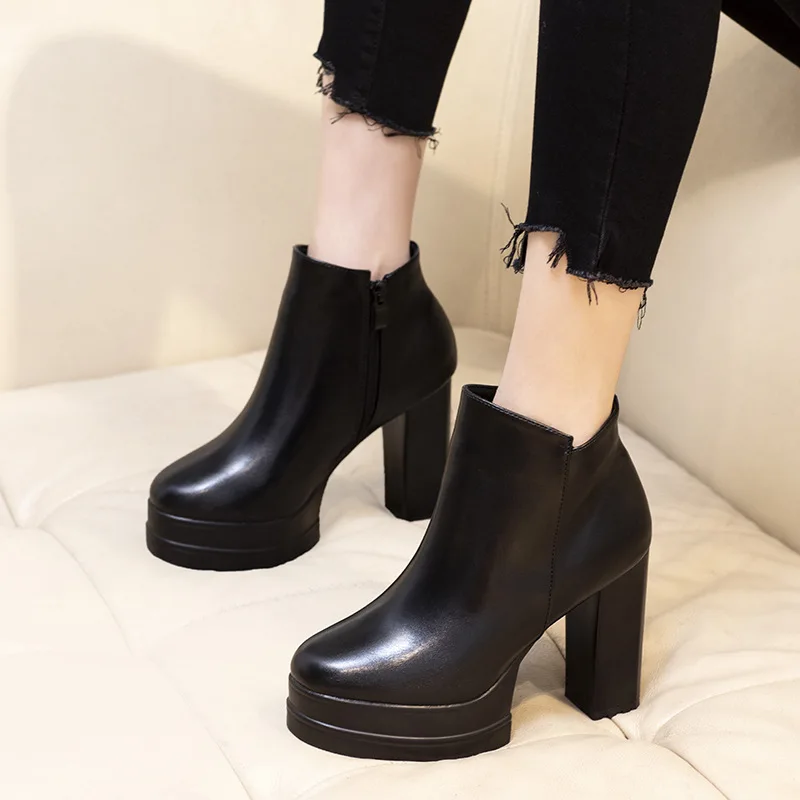 

Женская обувь, ботинки Martin 2022, зимние новые ботильоны на высоком каблуке, женские ботинки на толстой подошве, ботильоны на толстом каблуке с ...