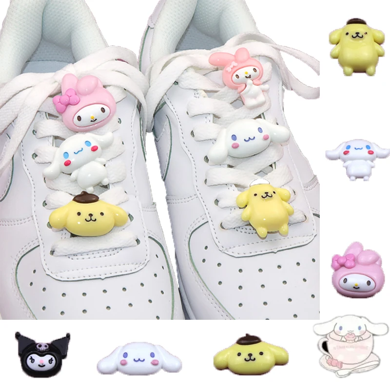 

Мультяшные шнурки Kuromi Melody, пряжка, Лолита, кавайные аниме куклы для девочек, украшение «сделай сам», Пряжка для обуви, цветок, кроссовки, аксе...