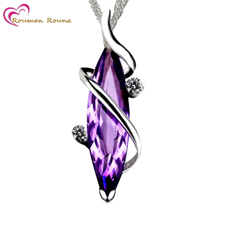 

WEGARSTI 925 Silver Jewelry Vintage Genuine Natural Amethyst Pendant With Chain Necklace Pendant Solid Women Jewelry Wholesale