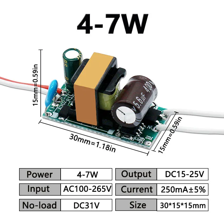 

5 шт., фонарь для светодиодсветильник ламп, 2-3 Вт, 3-5 Вт, 4-7 Вт, 8-12 Вт, 12-18 Вт, 18-24 Вт, 250 мА