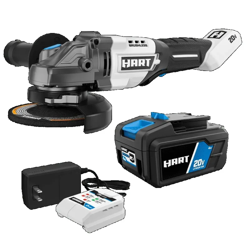 

HART 20-Volt Brushless Angle Grinder with 4Ah Battery and Charger Starter Kit Bundle
