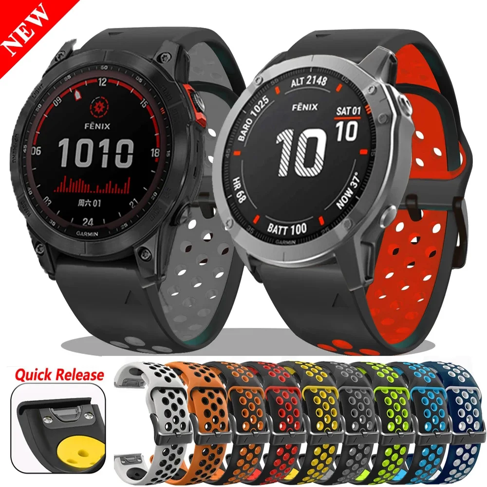 

Ремешок силиконовый быстросъемный для Garmin Fenix 6X 6 6 Pro 5 5X 5 Plus 3 hr forerunner 935 945 Fenix 7X 7, 26 мм 22 мм