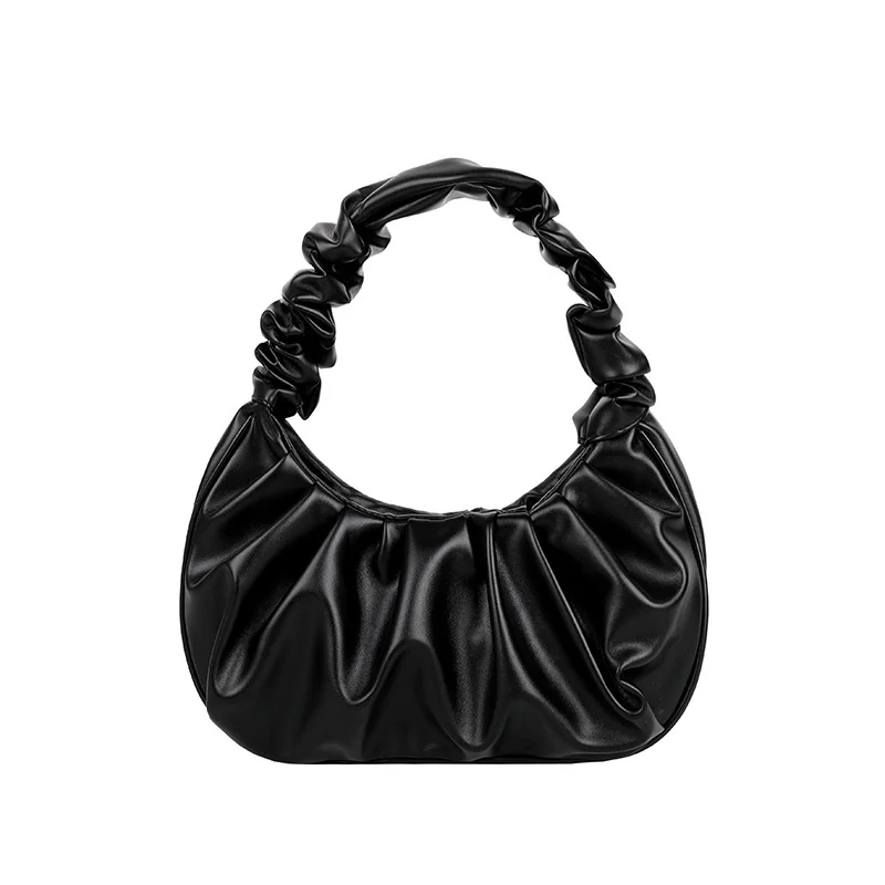 

Pleated Bag Solid Color Cloud Handlebags for Women PU Bags Leisure Armpit Bag Shopping Shoulder Bags Dumpling Handbag Female