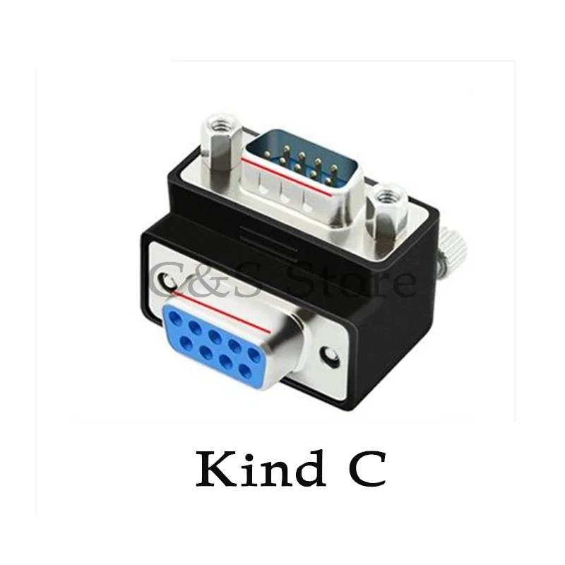 Адаптеры DB9 Изгиб 90 градусов «папа» / «мама» — «мама» 9-контактные разъемы L-типа Последовательный порт RS232 COM D-Sub 9 Конвертеры