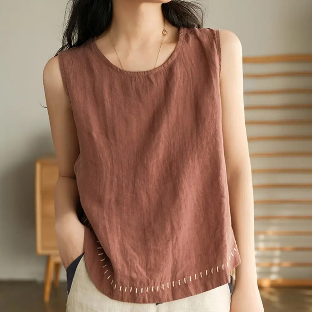 

Crop Top Women Vest Casual O Neck Soft Embroidery Decor Summer Tank Top Women 2022 Streetwear for Daily Wear ropa mujer