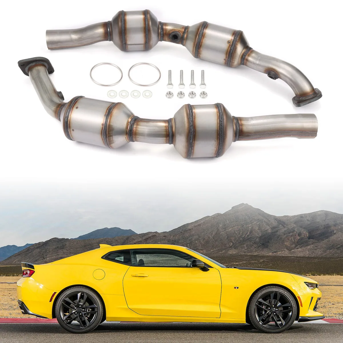 

Выхлопной каталитический конвертер для Chevrolet Camaro 3.6L V6 2010-2011, автомобильный выпускной коллектор из нержавеющей стали, 2 шт./комплект