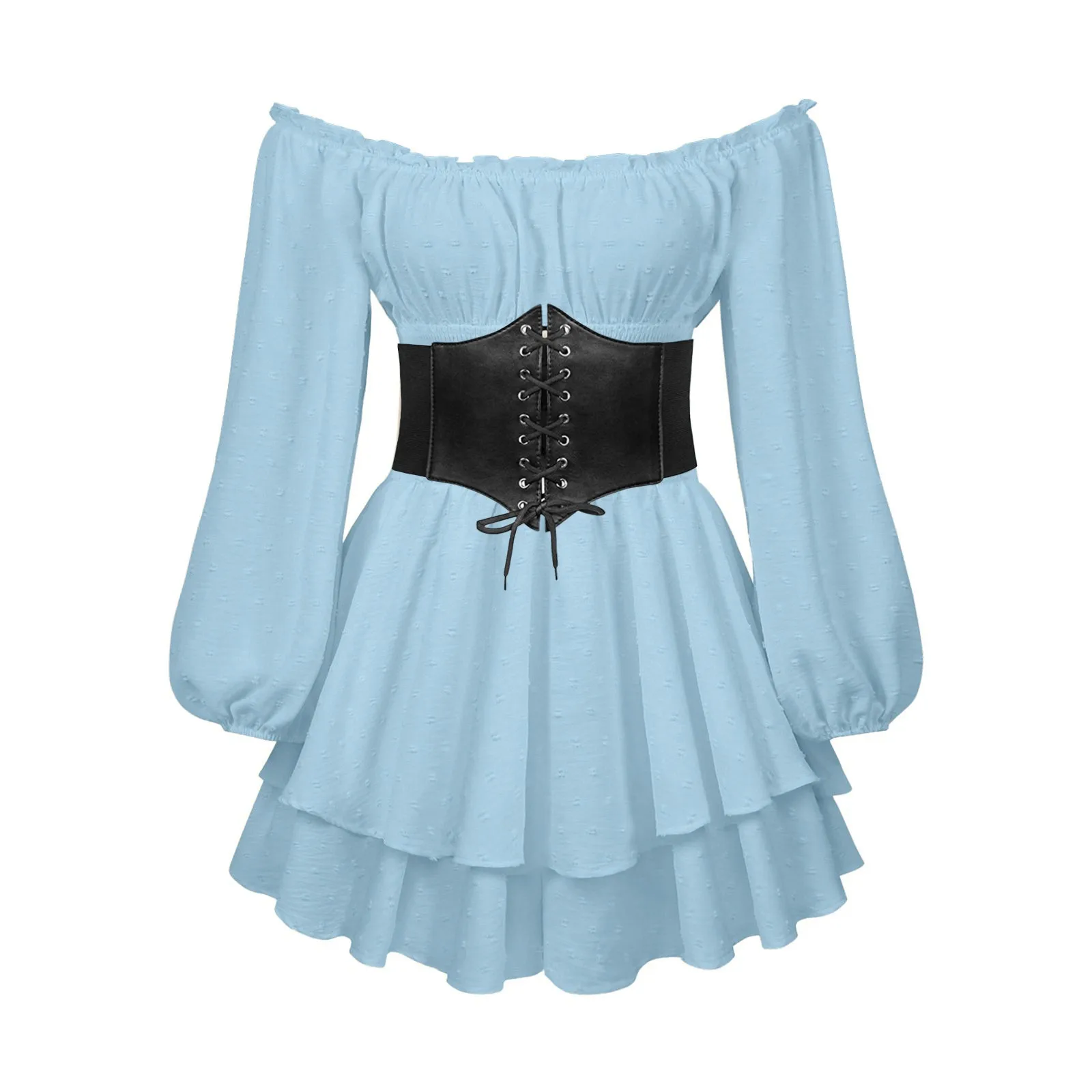 Женское повседневное платье с открытыми плечами из 2 предметов трапециевидной