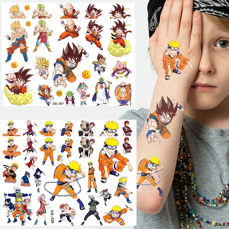 Мультяшная тату-наклейка наруто аниме наклейки с шариками дракона Сон Гоку Учиха