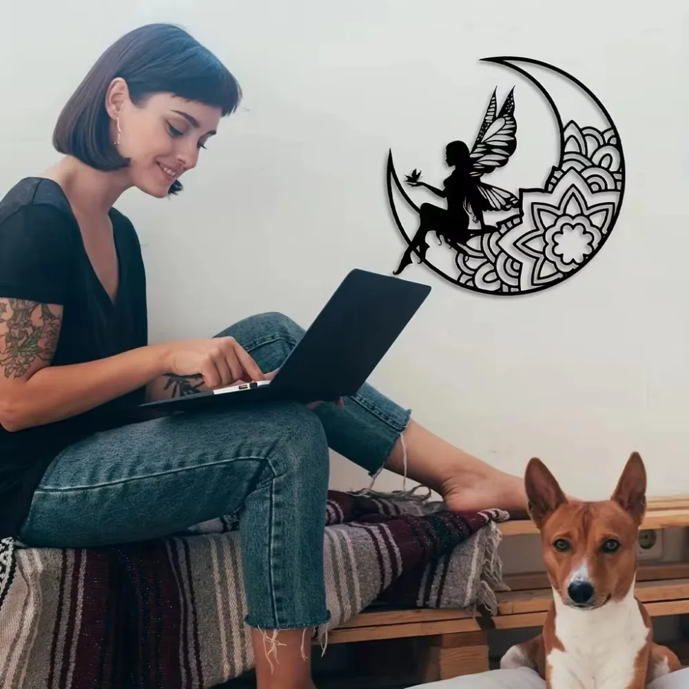 1 Шт. Волшебная Металлическая Настенная Художественная 3D Полый Силуэт Луна