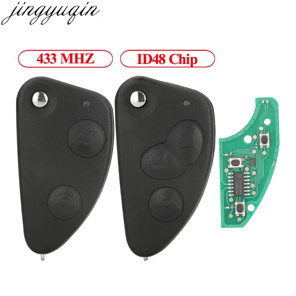 

Jingyuqin 2/3 Buttons Flip Remote Car Key Alarm 433MHz ID48 For Alfa Romeo 147 156 166 Folding Replacement Fob