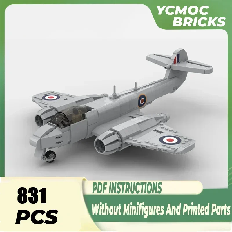 Военная модель Moc строительные кирпичи масштаб 1:35 Meteor F Mk 4 технология истребителя