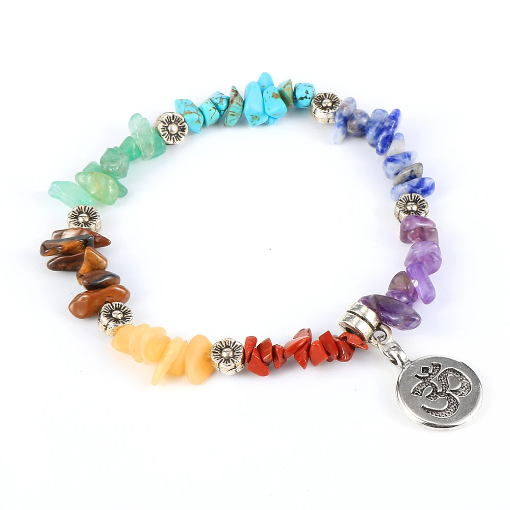 

Unisex Men Women 7 Chakra Bracelet Natural Chip Gravel Stone Beads Elastic Bracelets Handcuff Bangles Health Yoga Jewelry