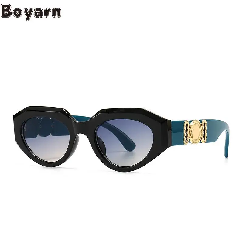 

Boyarn New UV400 Shades Metal Inlaid Square Sunglasses, Trendy Street Photography, Modern Charming Retro Sunglasses