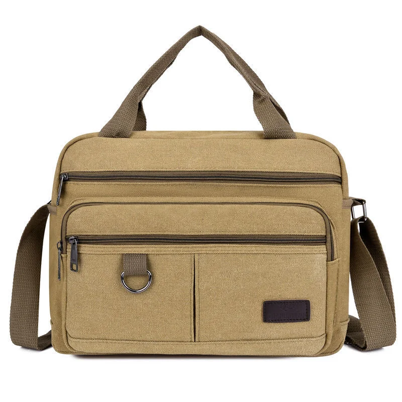 Men Tool Bag Casual Canvas Shoulder Large Capacity Multi Pocket Handbag Messenger Bag Crossbody Suitcase Storage Female Bags