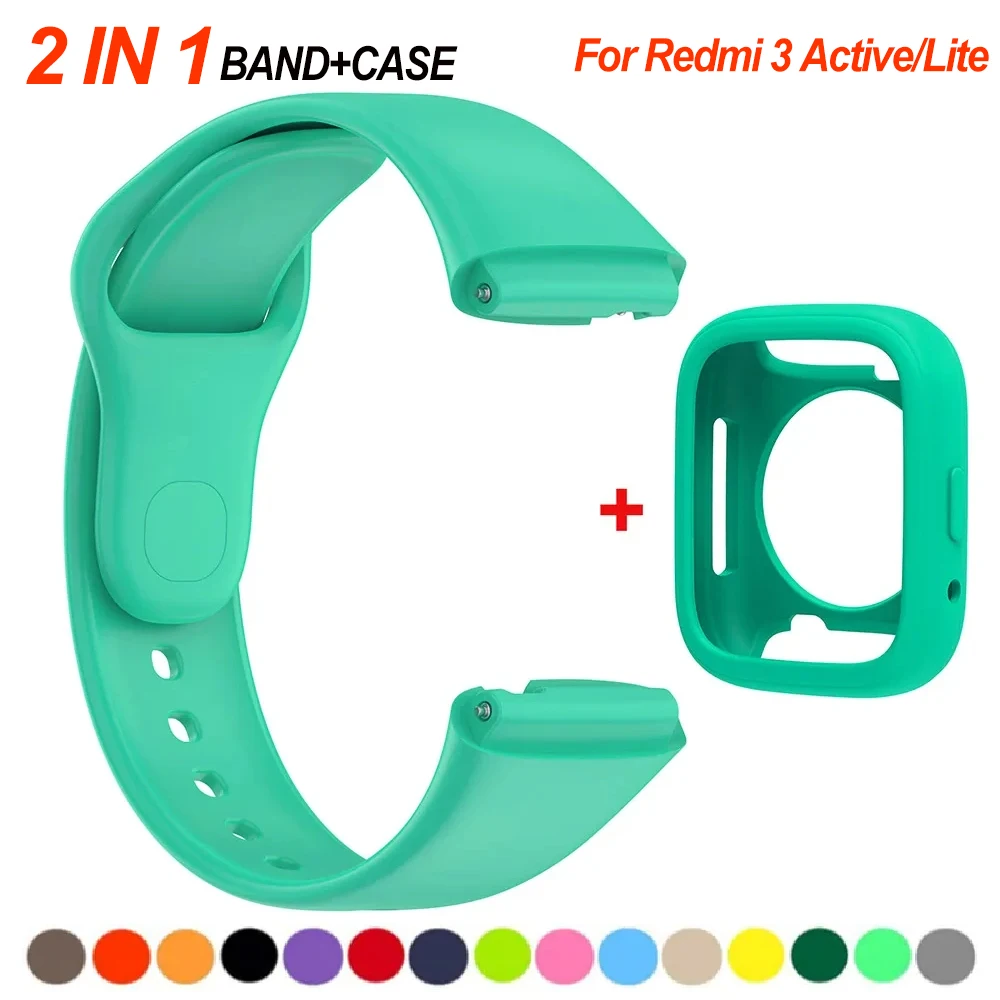 Ремешок силиконовый для Redmi watch 3 Active браслет с защитным чехлом Xiaomi