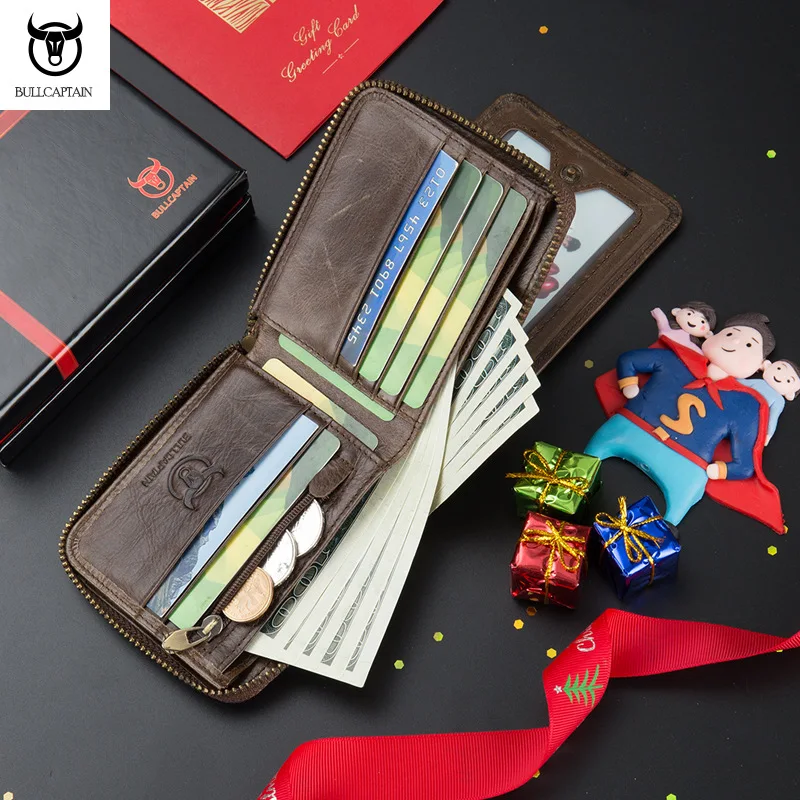 The best gift for men Card Slot for Driving Certificate Wallet  Genuine Leather Short Soft Money Clip Cow Leather