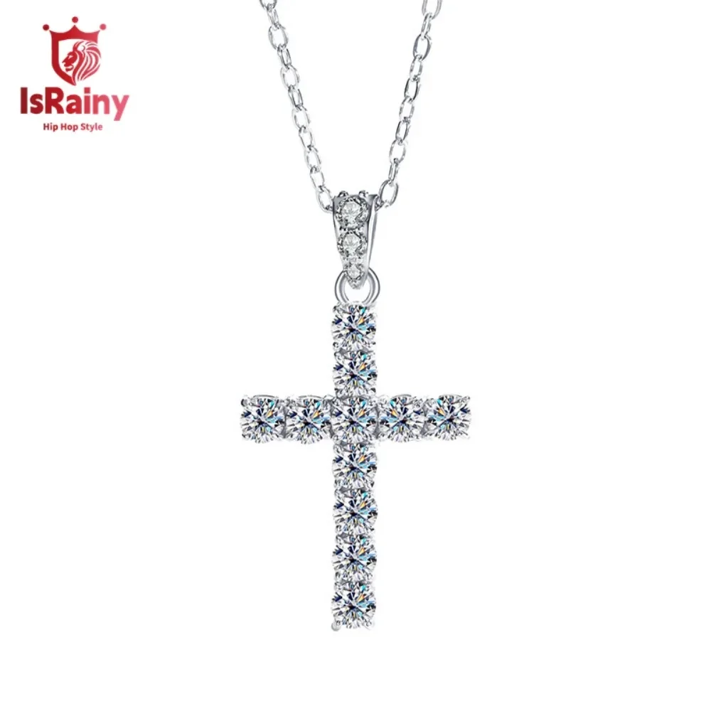 IsRainy 1 карата круглой огранки VVS1 D цвет муассанит с бриллиантами для женщин кулон