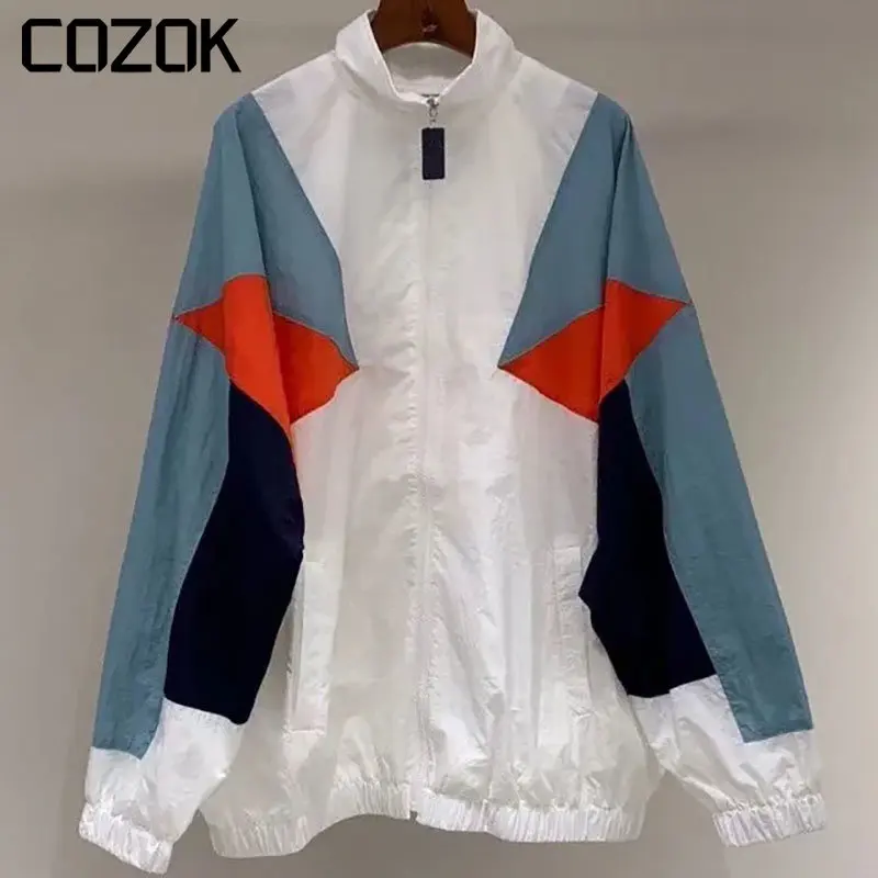 

Fashion Brands Patchwork Jackets Men Women Casual Spring Varsity Bomber Coats Loose Outdoors Sports Windbreak Jacket Couple 2023