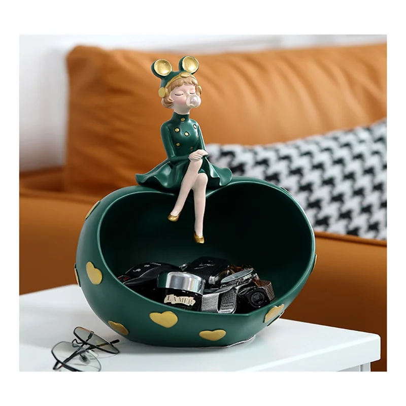 

Настольный органайзер для хранения косметики, украшения для дома из смолы, поднос для конфет и закусок, хранение входных ключей, оранжевый ц...