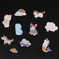 funny cartoon childrens jewelry badge animal series cute cloud rainbow sweater denim jacket decoration drip brooch