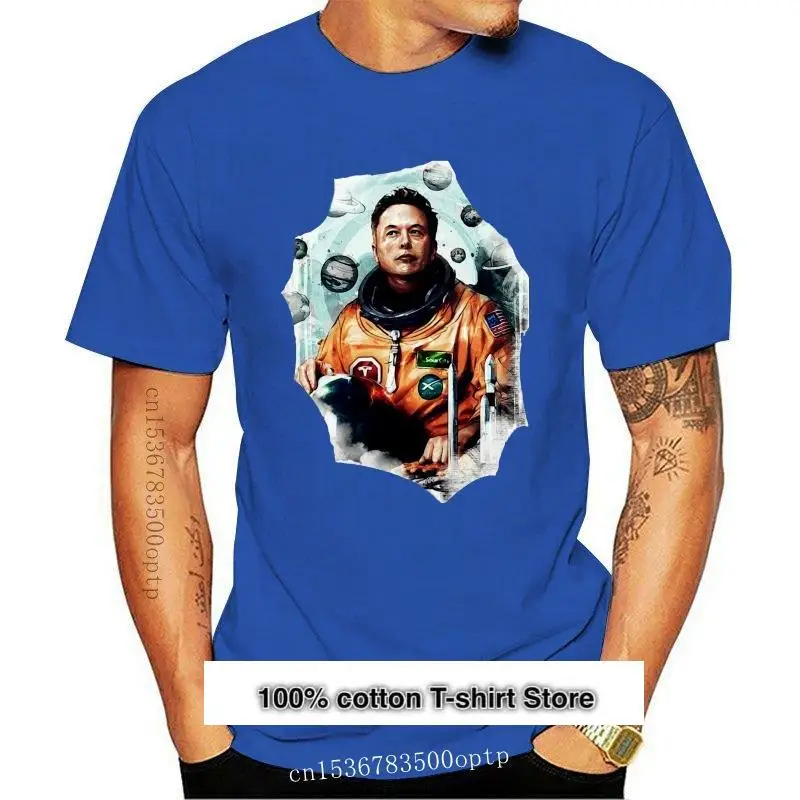 

Camiseta de manga corta Funy para hombre, ropa con estampado de astronauta, Elon Musk, cuello redondo