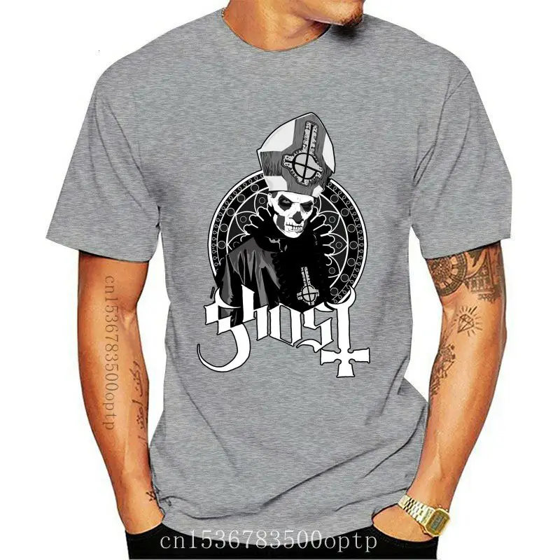 

Camisetas de diseño para hombres, camisa de cuello redondo corto, de tela ancha, fantasma, Bc Papa Emeritus, banda de Rock, 0115