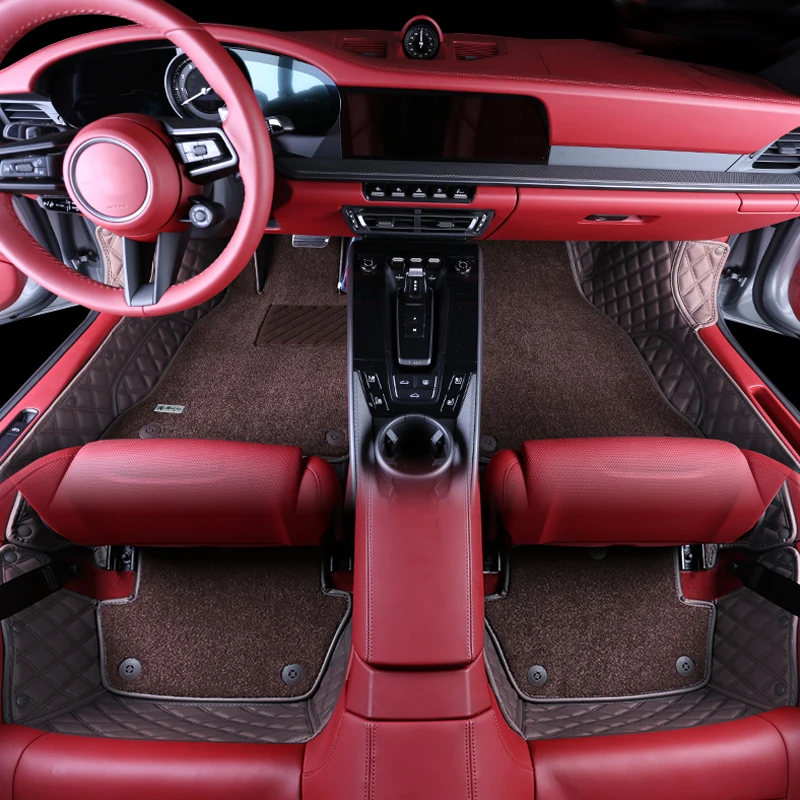 

Luxury Custom Car Floor Mats For Porsche Macan 2014 2015 2016 2017 2018 Waterproof Leather Material Automobile Carpet accessory