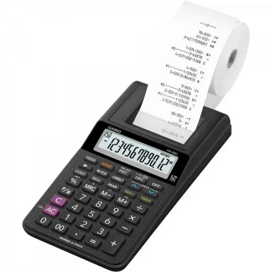 

HR-8RC-WE-B-DC Black CASIO 12-Digit Coil Calculator