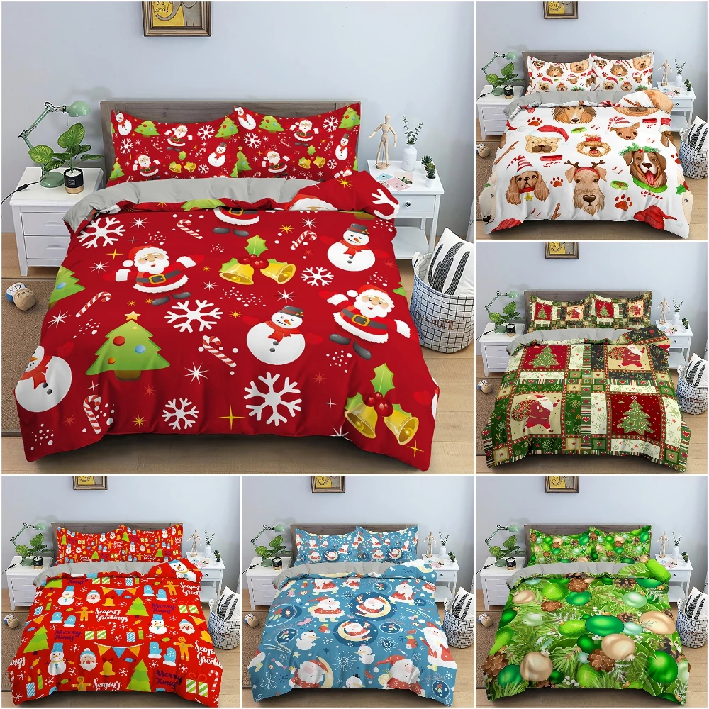 

Santa Claus Snowman Duvet Cover Set 3D Print Christmas Bedding Set Luxury Cozy Quilt Cover With Pillowcase King Twin Bedclothes