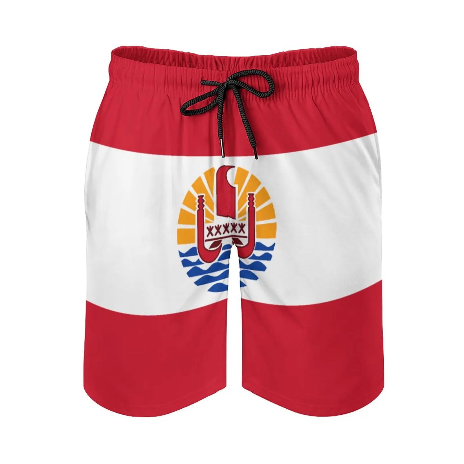 

Anime Beach Pants Flag of French Polynesia Loose Elastic Causal Creative Male Shorts Basketball Adjustable Drawcord Breathable Q