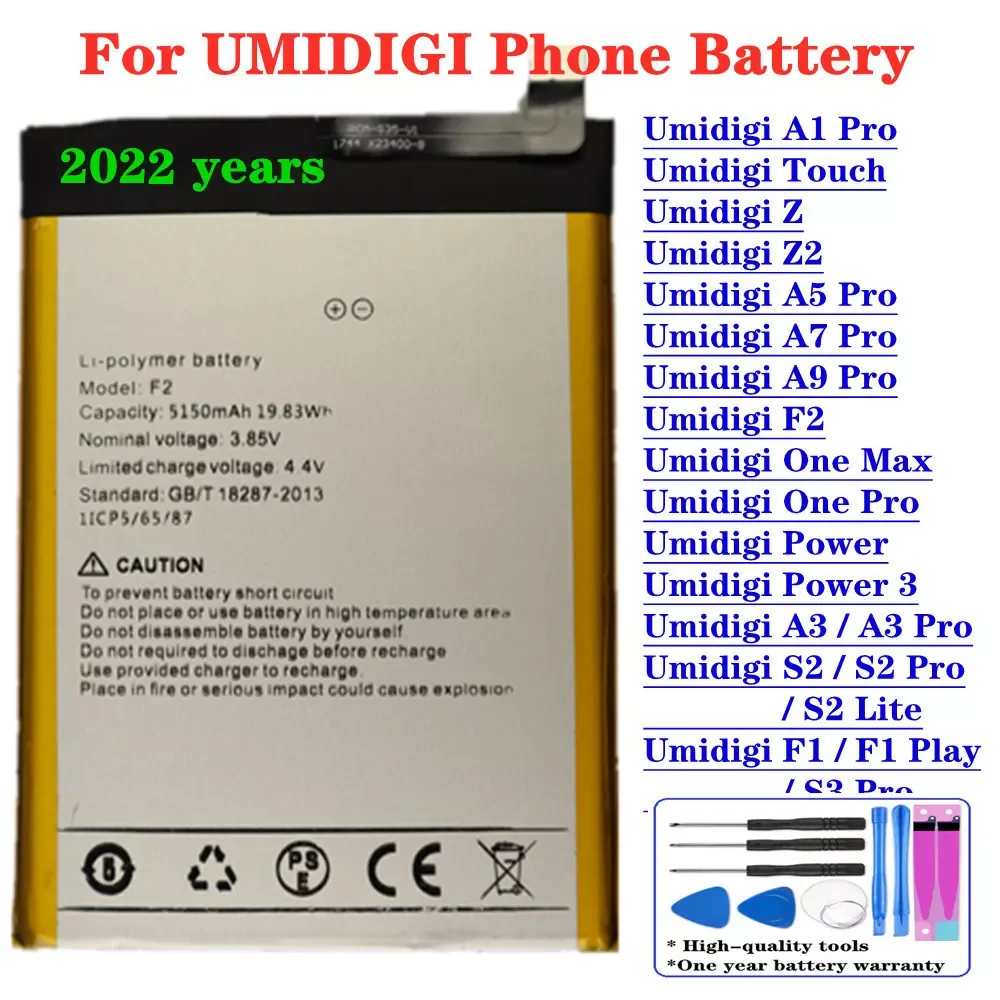 

NEW2023 New Original Battery For UMI F1 Play F2 A9 / A7 / A5 / A3 / A1 Pro Z2 Z Touch One Max One Pro Power 3 S2 Pro Lite S3 Pro