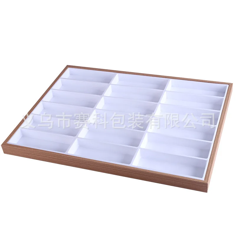 Wooden Color 18 Grids SunGlasses Case, Eyeglasses Tray, Sun Glasses Display Showcase, Eyewear Organizer Case, Jewelry Tray