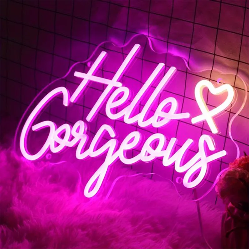 Фото Великолепная светодиодная неоновая вывеска «Hello», романтическая USB-питание для свадьбы, домашнего предложение, декор для комнаты на помолвку, день рождения №3