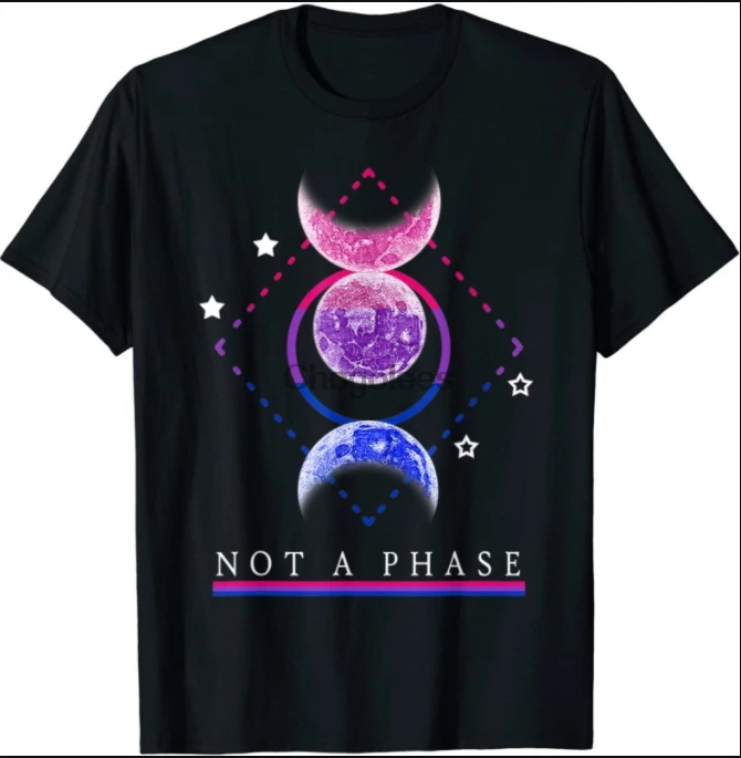 Забавная ЛГБТ черная футболка с надписью Not a Phase Moon бисексуальный флаг - купить по